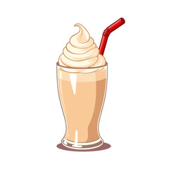 Milkshake vector, creamy swirl in glass on transparent background, ideal for food enthusiasts