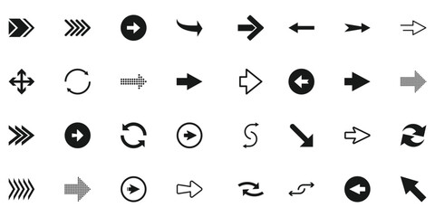 Set of arrows isolated on white background. Arrow vector icon set collection. Simple directional arrows set. Modern simple arrows. Arrow vector. Flat style icons. Vector illustration. EPS 10