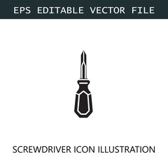 Screwdriver Icon Logo Vector Image in Black and White
