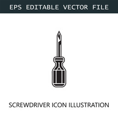 Screwdriver Icon Logo Vector Image in Black and White
