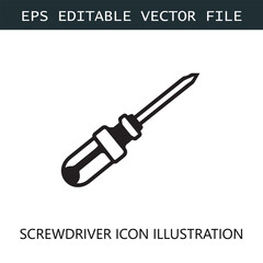 Screwdriver Icon Logo Vector Image in Black and White
