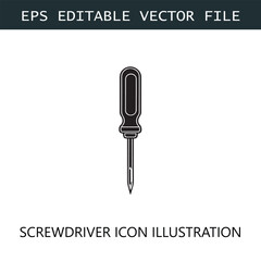 Screwdriver Icon Logo Vector Image in Black and White
