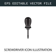 Screwdriver Icon Logo Vector Image in Black and White
