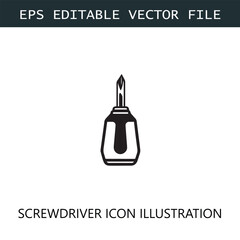 Screwdriver Icon Logo Vector Image in Black and White
