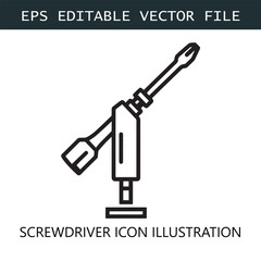 Screwdriver Icon Logo Vector Image in Black and White
