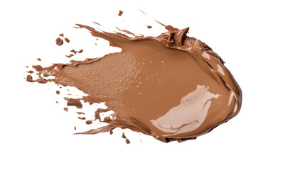 spilled chocolate milk puddle on white background