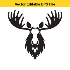 Majestic Moose Head Silhouette: A Vector Illustration of a Moose's Head and Antlers