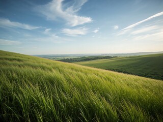 Obraz premium Blooming Meadow Stretching toward Breezy Cloudscape