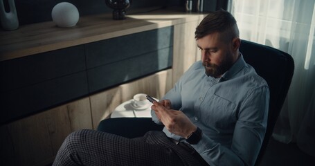 High Angle of Professional Stock Exchange Trader Monitoring Real-Time Stocks and Exchange Market...