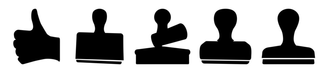 Collection of Various Style Stamps in Black and White Vector Illustration