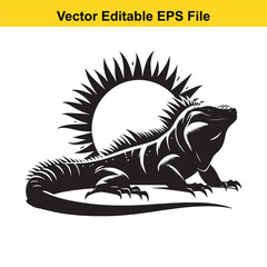 Silhouette of an Iguana Basking in the Sun's Rays