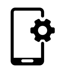 mobile phone icon with cogwheel icon