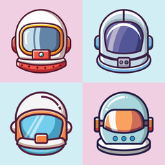 Space Helmet Flat Illustration Futuristic Astronaut Helmet Vector Design