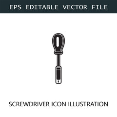 Screwdriver Icon Logo Vector Image in Black and White
