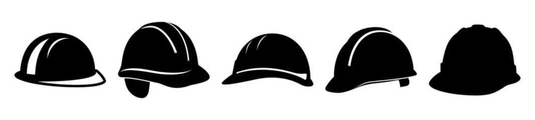 A series of different styled helmets for safety and protection purpose