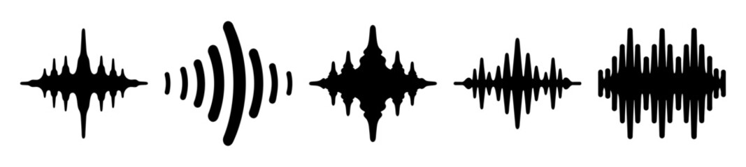 Obraz premium Different types of waveform representations showing frequency and amplitude characteristics
