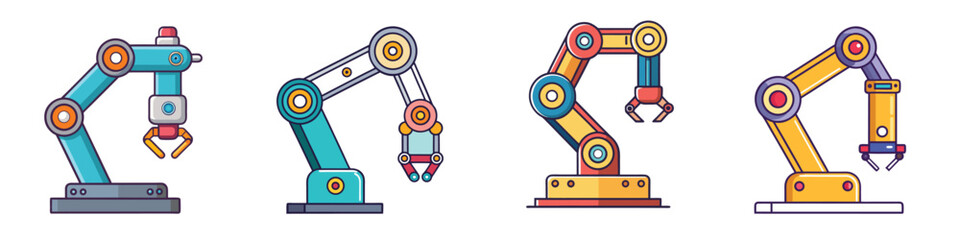 Robot Arm Flat Illustration Futuristic Mechanical Limb