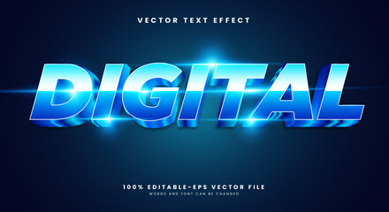 Digital Neon Style 3d editable text effect template Suitable for modern theme