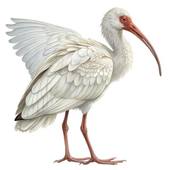 Fototapeta premium White Ibis Bird Standing – Realistic Transparent PNG