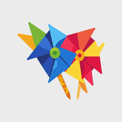 Obraz premium Colorful-Pinwheels-Vector-Illustration-of-Windmills-on-White-Background-Kids-Toys-and-Summer-Fun-Concept-Perfect-for-Graphic-Design-Projects