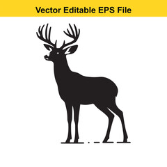 Majestic Silhouette of a Deer with Antlers in Editable EPS File Format