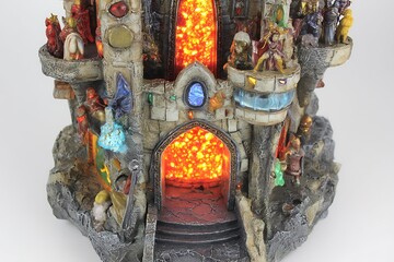 Fantasy castle with glowing portal light
