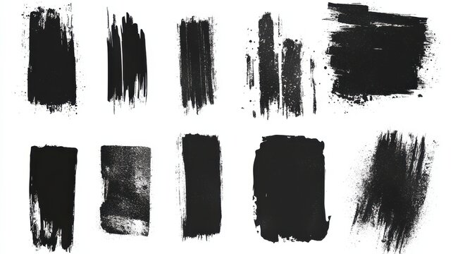 Collection of Brush Strokes ,Vector Grunge Brushes ,Dirty textures of banners, boxes, frames, Painted objects isolated on white background