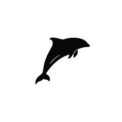 Fototapeta premium Black Dolphin Silhouette Leaping Ocean Animal Aquatic Wildlife Icon
