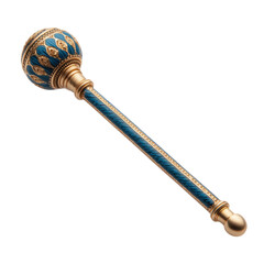 Elegant Decorative Baton with Blue and Gold Accents and Patterns Isolated on a Transparent Background