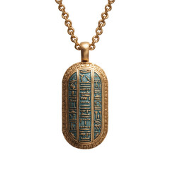 Ancient Egyptian Pendant with Hieroglyphs and Intricate Design Isolated on a Transparent Background