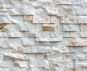 White and beige stone wall, rectangular tiles