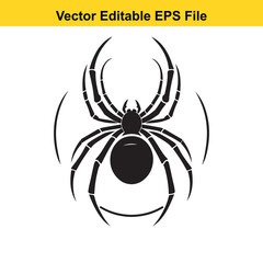 Black spider vector illustration, isolated on white background.  Editable EPS file.
