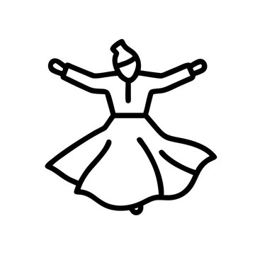 whirling dervish black line art clip art preview