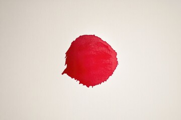 Single, vibrant crimson circle, textured by paint