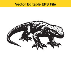 Vector illustration of a lizard, black and white, EPS file