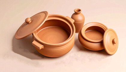 Rustic Clay Cooking Pots and Urn