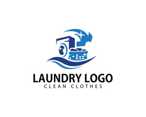 laundry logo creative clean clothes wave wash design concept