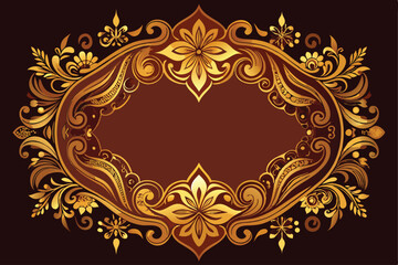 Elegant Golden Floral Frame Design Ornate Vector Illustration