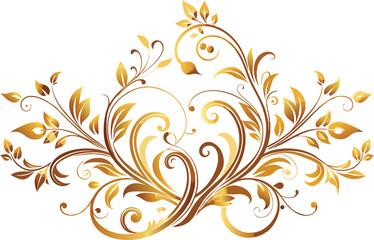 Elegant Golden Floral Design Ornate Swirls and Leaves
