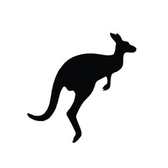 Fototapeta premium Black Silhouette Kangaroo Icon Wildlife Animal vector