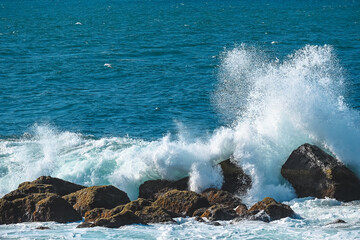 Wave Splash on Rocks