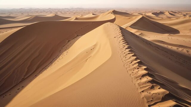 Aerial View of a Huge Sand Dune in the Arabian Desert Landscape