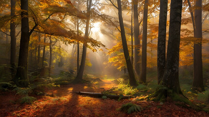 Fototapeta premium morning in the forest ai