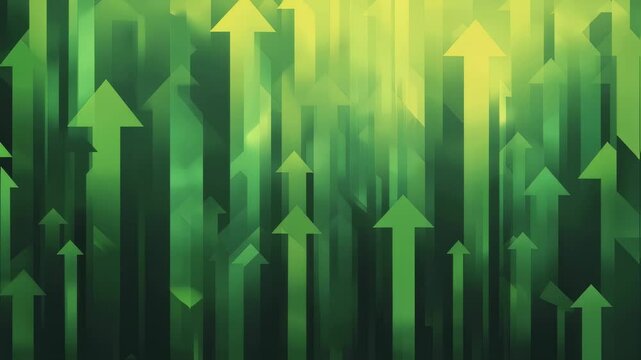Dynamic green arrow growth animation with upward motion and vivid gradient effects
