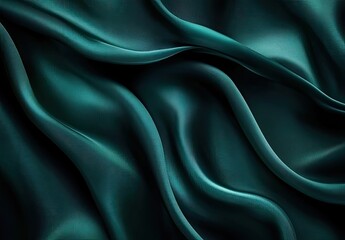 Obraz premium Deep teal silk drapes in flowing folds