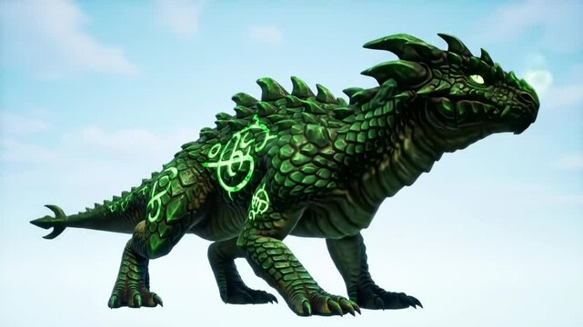 Stylized green lizard creature illustration