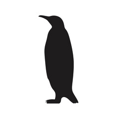 Naklejka premium Black Silhouette of a Penguin Standing on White Background 1