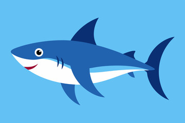 Cartoon happy blue shark illustration
