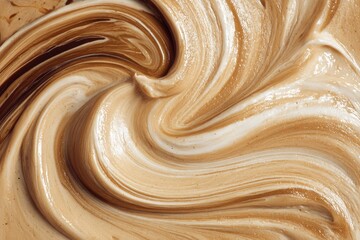 Swirling, light beige and dark brown, creamy mixture