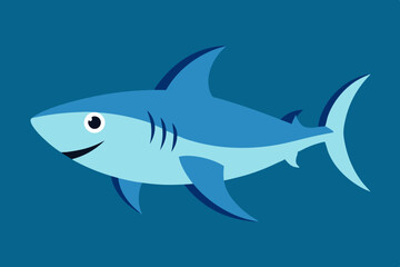 Fototapeta premium Friendly cartoon shark in blue ocean